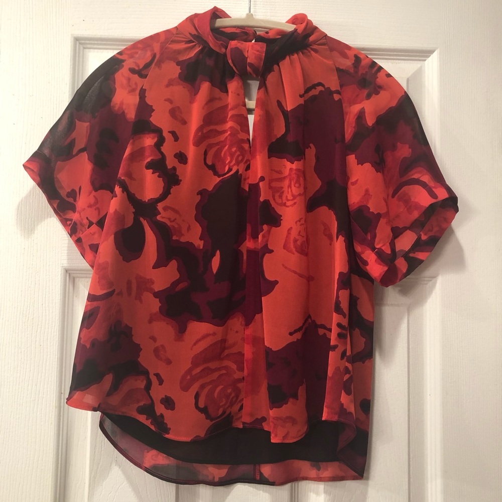 Rachel Roy Floral Printed Short-Sleeve Blouse